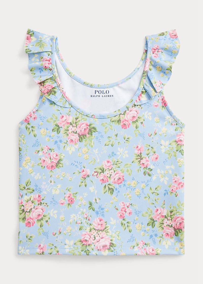 Top Ralph Lauren Niña 7-14 Años Floral Performance Jersey Chile Azules UOLNT-9026